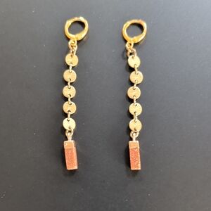 Elegant Gold and Rustic Orange Dangle Earrings